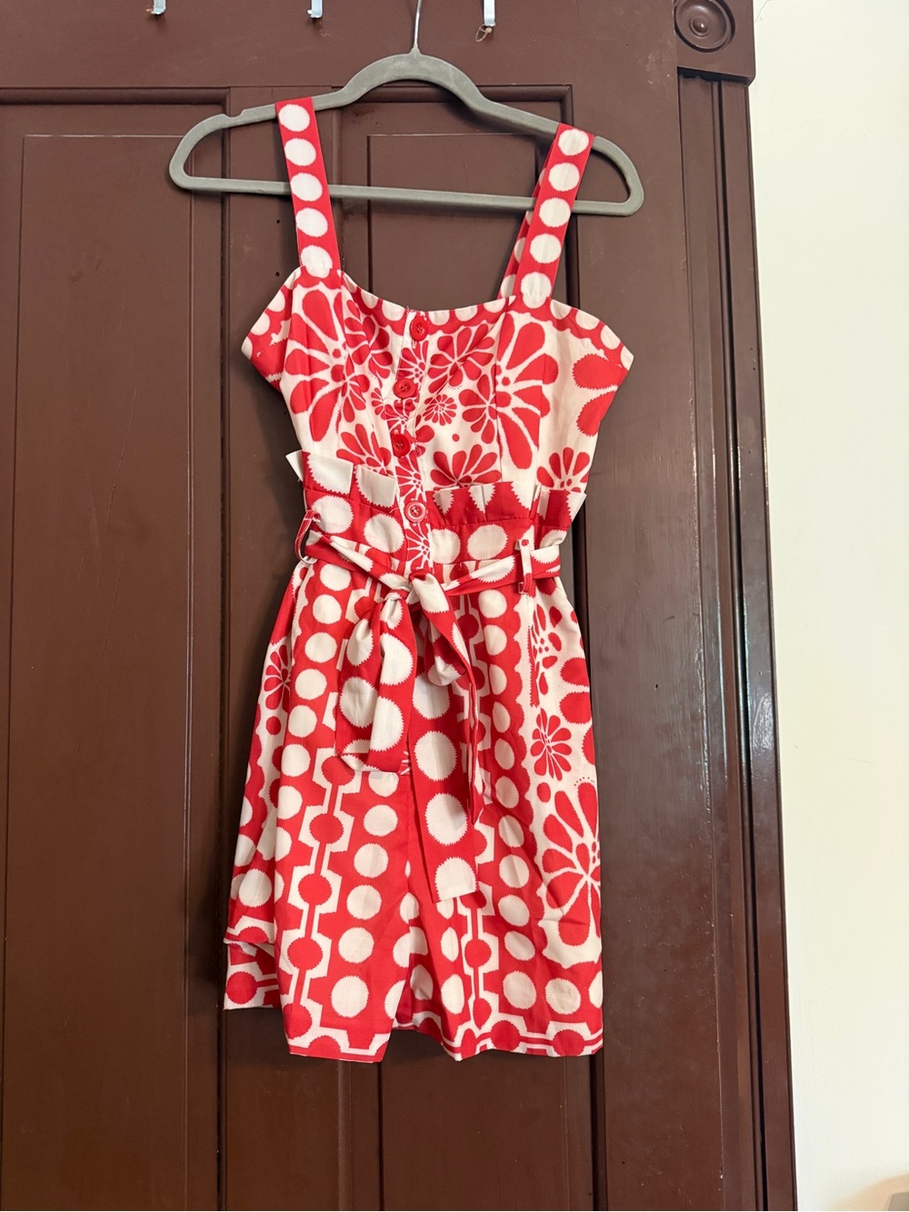 Red & White Floral Polka Dot Sundress